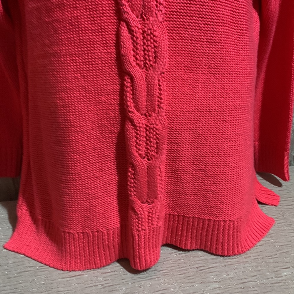 Apt. 9 Sweater Pullover Dark Pink/Red 1X Stretchy Long Sleeve Cable Knit - Picture 2 of 16